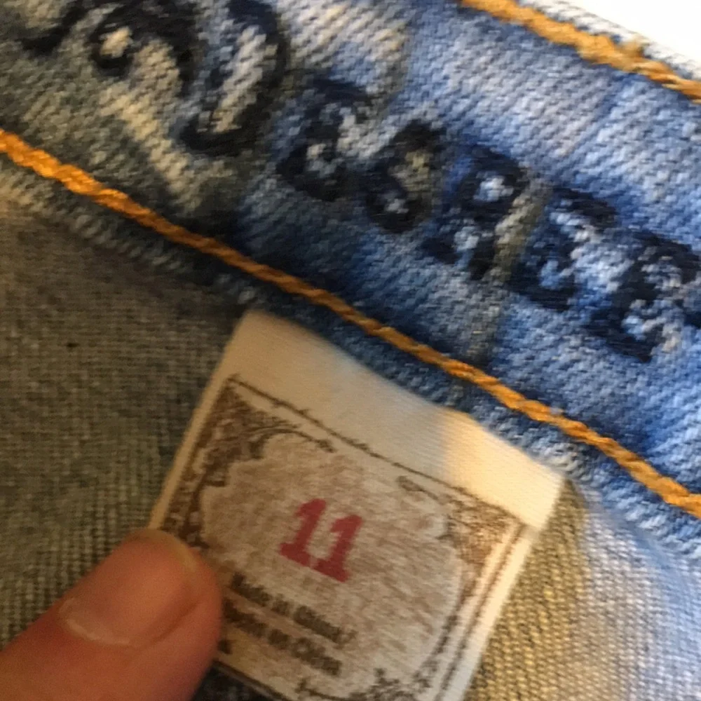 Low rise denim mini